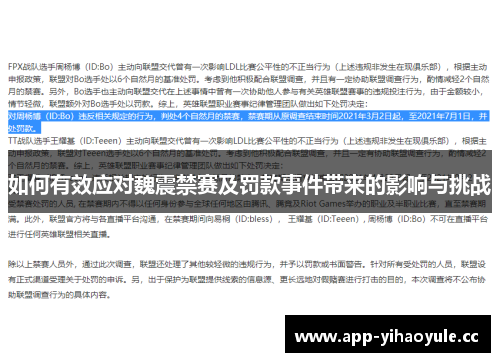 如何有效应对魏震禁赛及罚款事件带来的影响与挑战