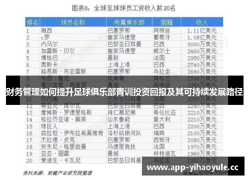 财务管理如何提升足球俱乐部青训投资回报及其可持续发展路径